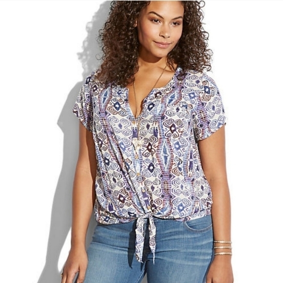 LUCKY BRAND Tie Front Top sz Small - Picture 1 of 12